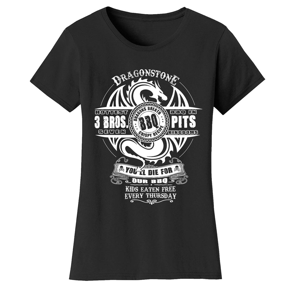 Women’s Thrones and Dragons T-Shirt - Women's Thrones and Dragon's T-shirts - Dragonstone BBQ - Black / Small
