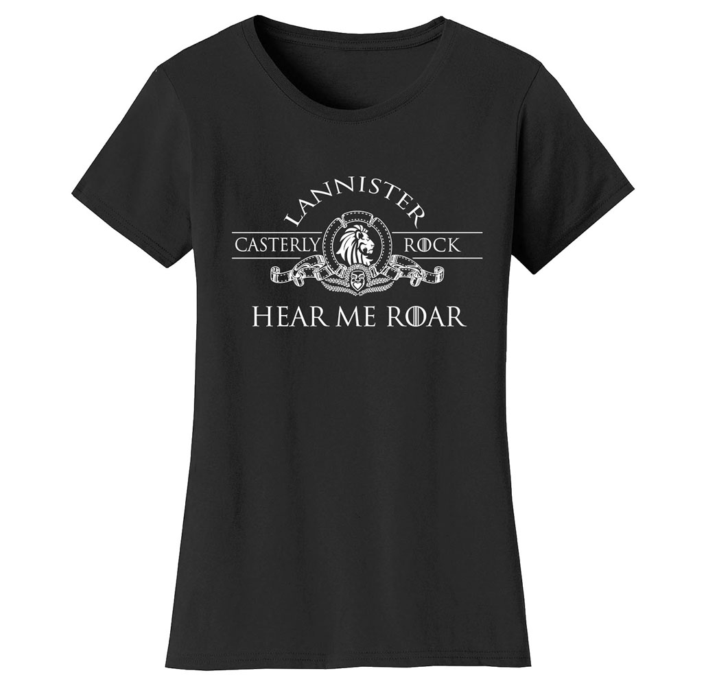 Women&rsquo;s Thrones and Dragons T-Shirt - Women's Thrones and Dragon's T-shirts - Lannister Hear Me Roar - Black / Small