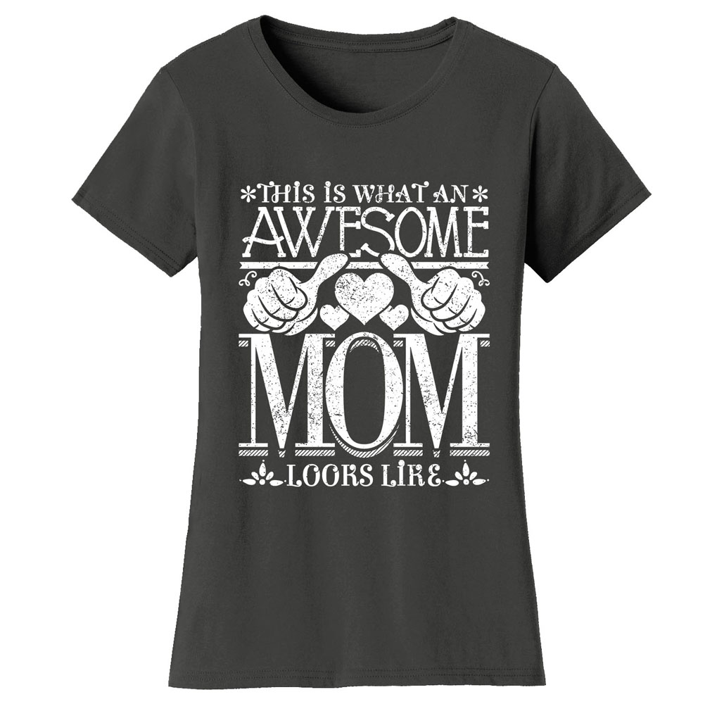 Women’s Awesome Mom and Grandma T-Shirts - Women's Awesome Mom Grandma T-Shirts - MOM - Charcoal / LG
