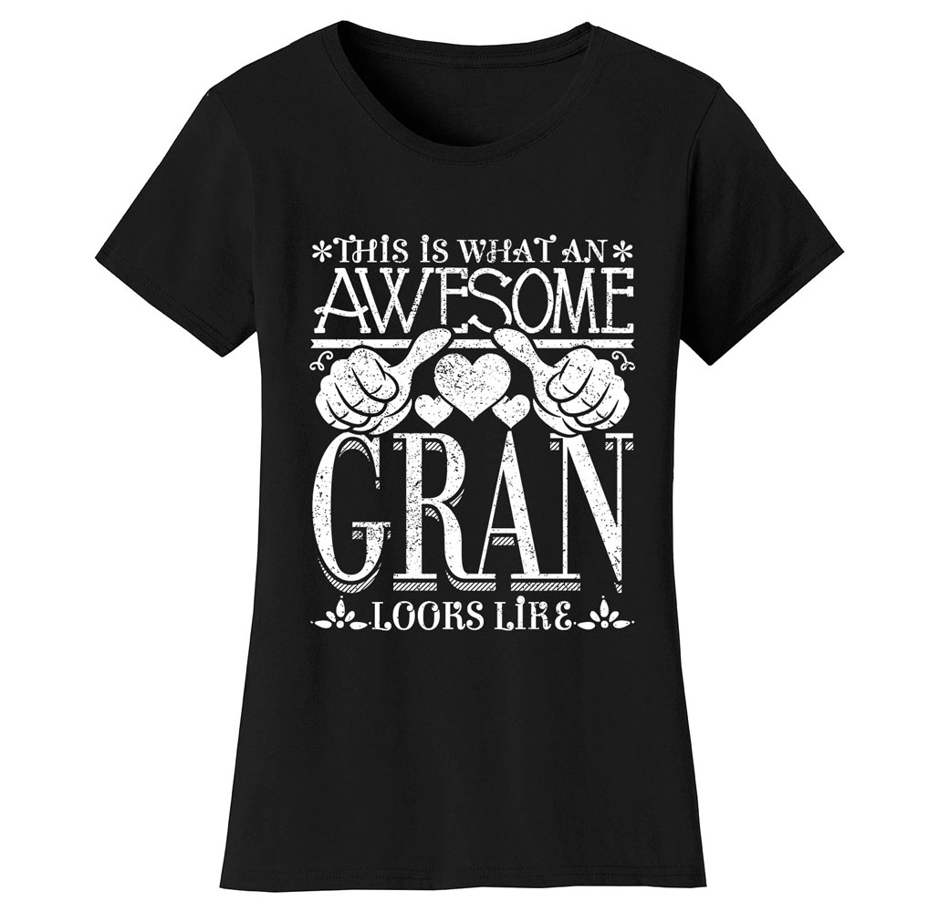 Women’s Awesome Mom and Grandma T-Shirts - Women's Awesome Mom Grandma T-Shirts - GRAN - Black / SM