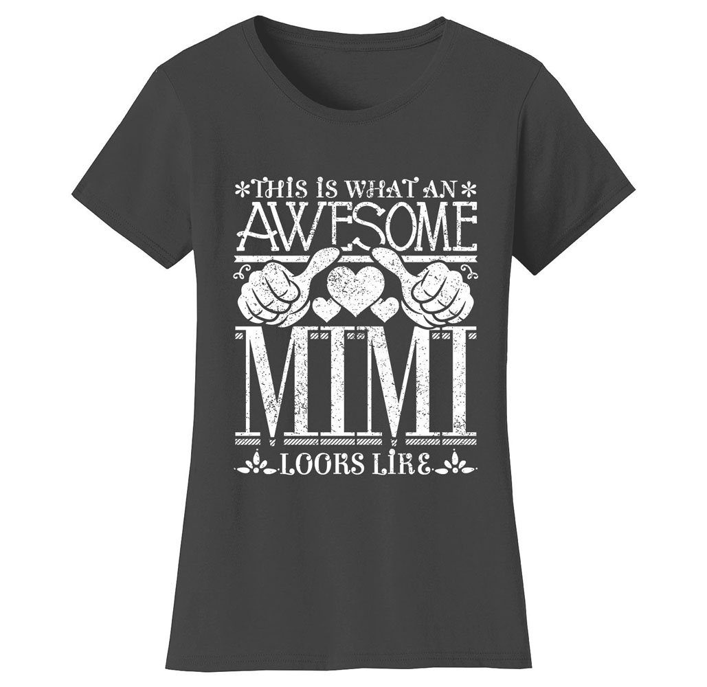 Women’s Awesome Mom and Grandma T-Shirts - Women's Awesome Mom Grandma T-Shirts - MIMI - Charcoal / XL