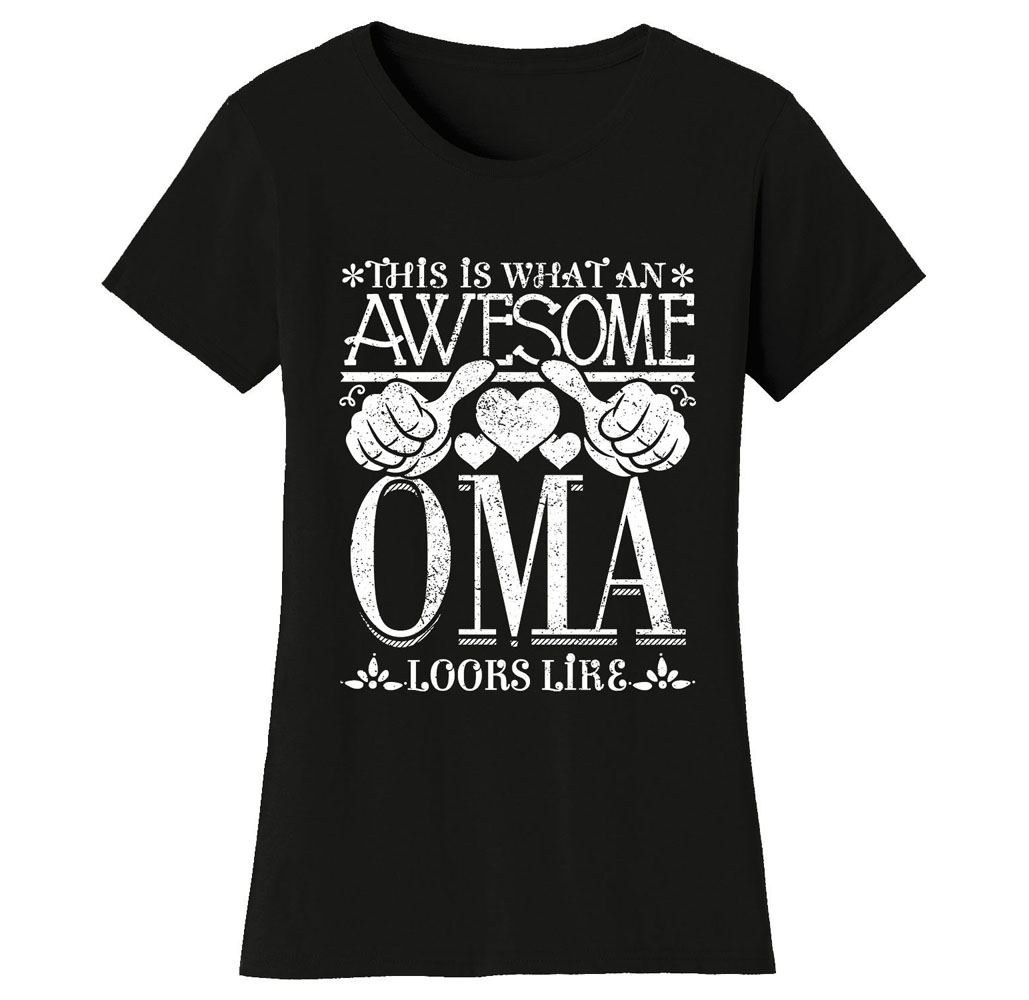 Women’s Awesome Mom and Grandma T-Shirts - Women's Awesome Mom Grandma T-Shirts - OMA - Black / SM
