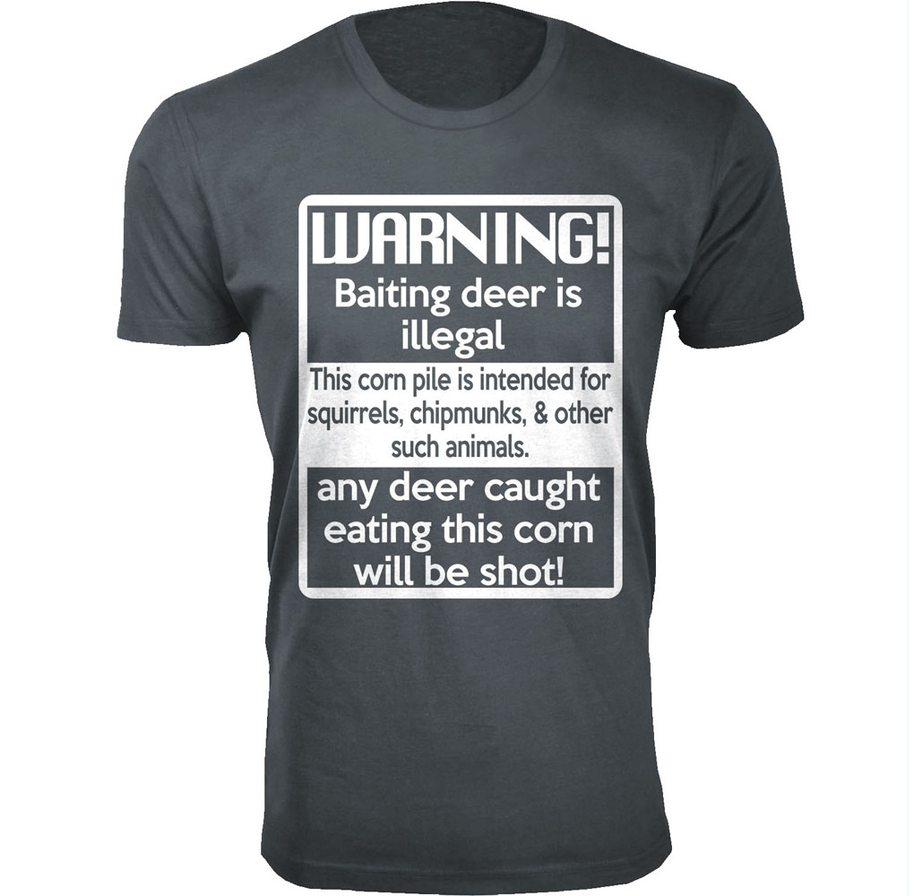 Men's Deer Hunting Theme T-shirt - Warning! - Charcoal/2X