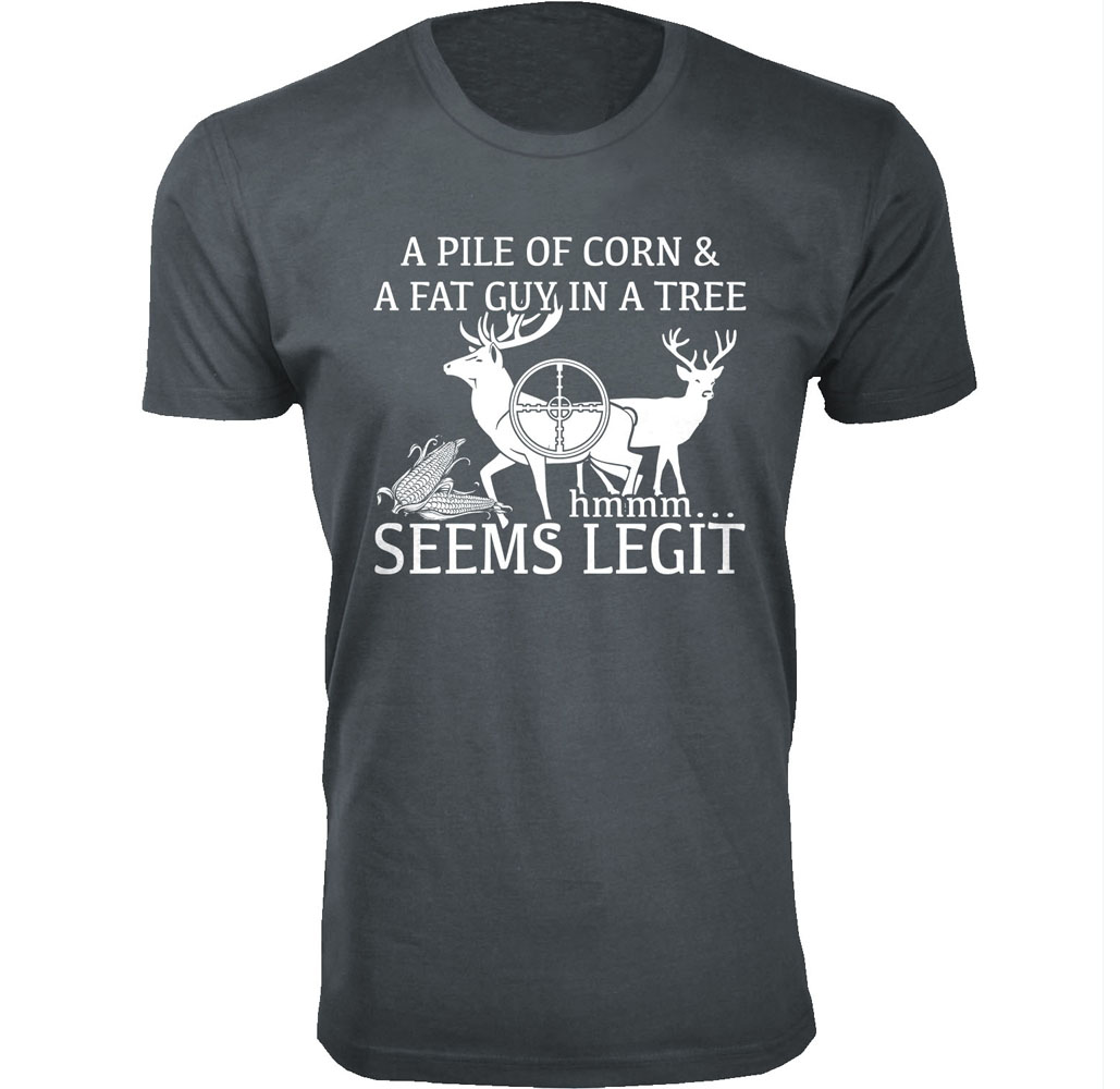 Men's Deer Hunting Theme T-shirt - Seems - Charcoal/3X