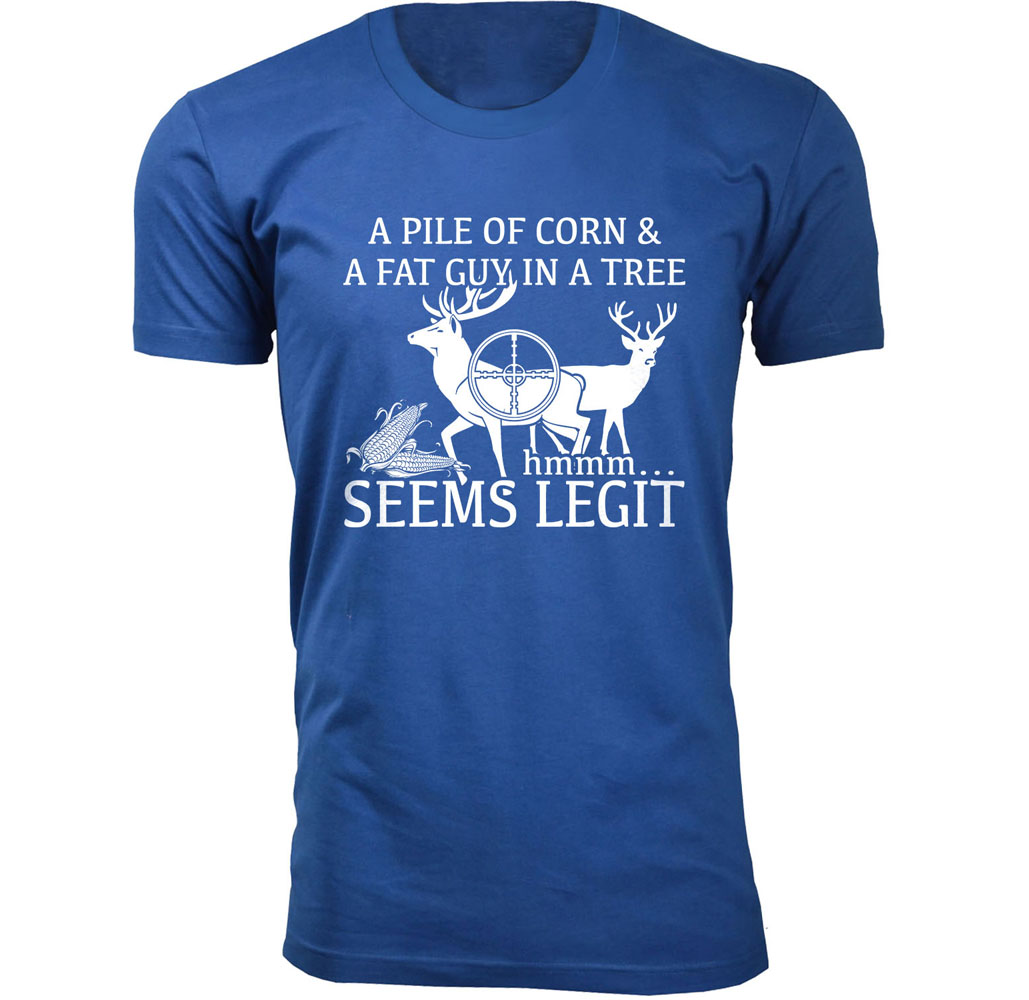 Men's Deer Hunting Theme T-shirt - Seems - Royal Blue/Medium