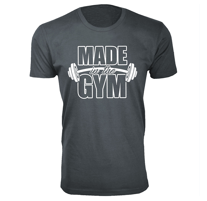Men's 'Made in the Gym' and 'Train Insane' T-shirt - Made in The Gym - Charcoal / 2XL