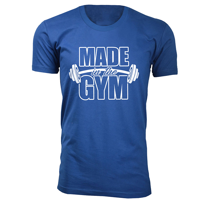 Men's 'Made in the Gym' and 'Train Insane' T-shirt - Made in The Gym - Royal Blue / 3XL