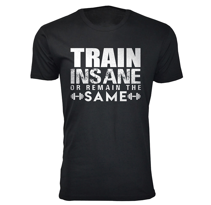 Men's 'Made in the Gym' and 'Train Insane' T-shirt - Train Insane - Black / 2XL