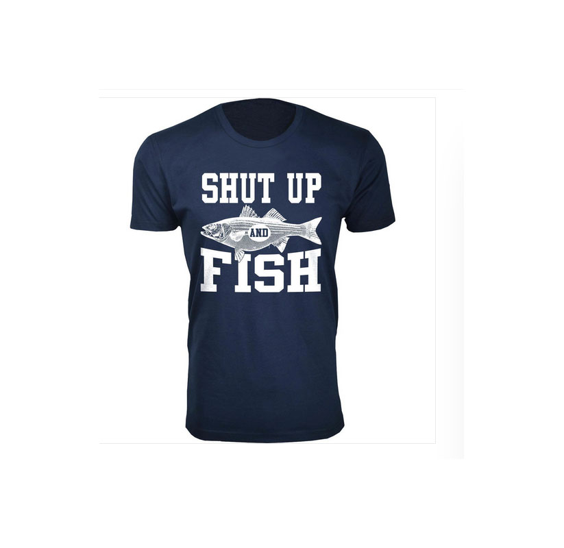 Men’s Hunting and Fishing Theme T-Shirt (S-3XL) - Fish - Navy / L
