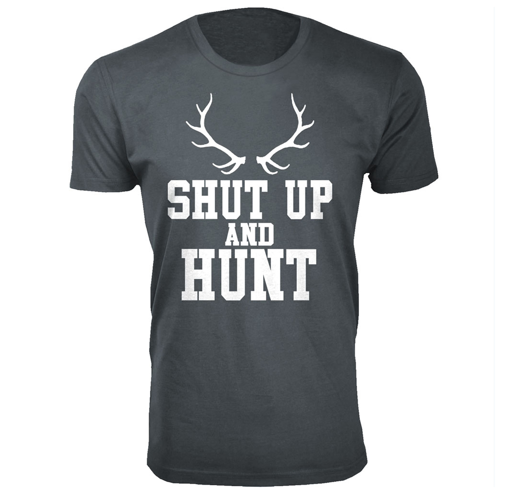 Men’s Hunting and Fishing Theme T-Shirt (S-3XL) - Hunt - Charcoal / L