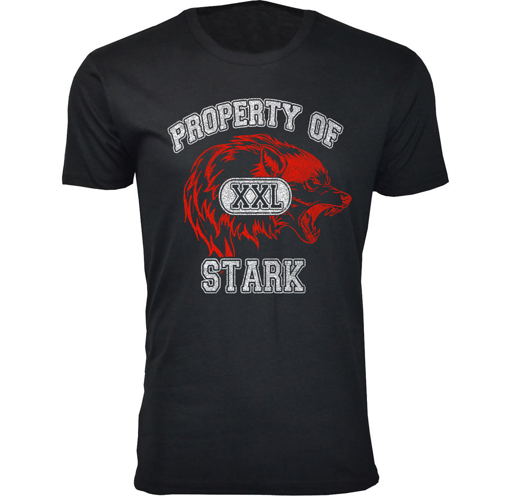 Mens Thrones and Dragons TShirt  Mens Thrones and Dragons Tshirts  Property Of Stark  Black  2XLarge
