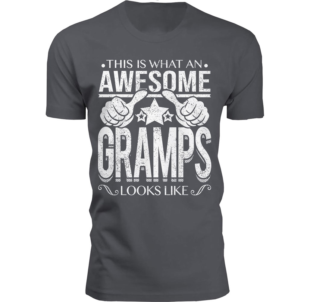 Men’s Awesome Dad and Grandpa T-Shirts - Awesome Dad Grandpa T-Shirts - Awesome GRAMPS Looks Like / Charcoal / 2XL
