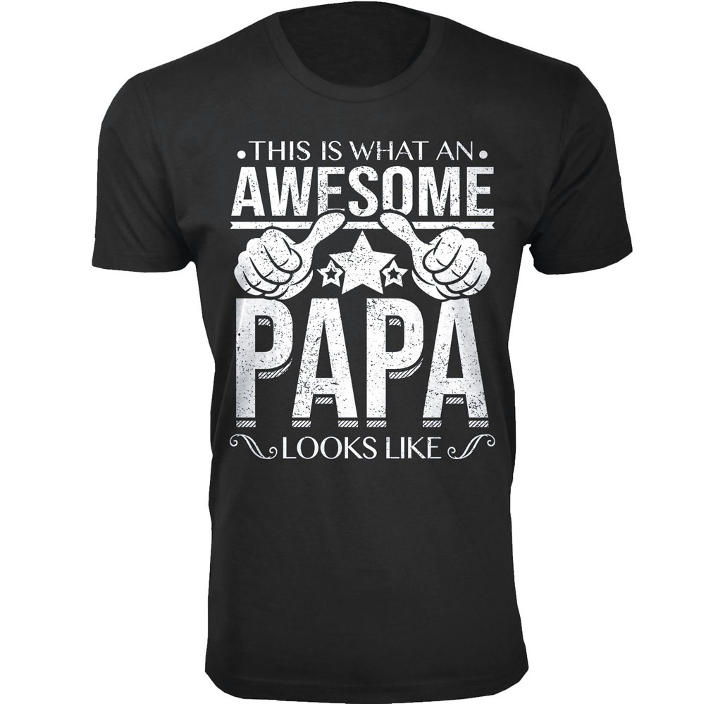 Men’s Awesome Dad and Grandpa T-Shirts - Awesome Dad Grandpa T-Shirts - Awesome PAPA Looks Like / Black / XL