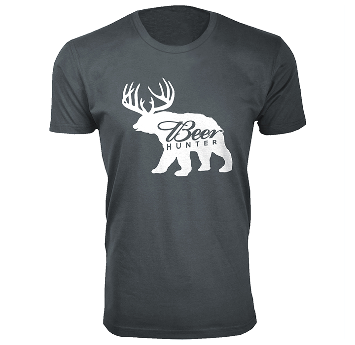Men’s Beer Hunter Funny T-Shirt - Charcoal / Medium