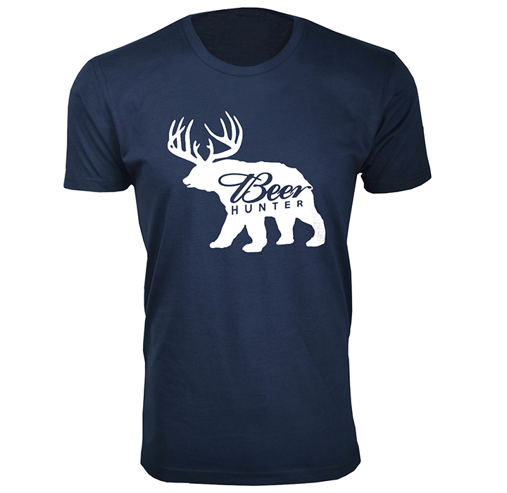 Men’s Beer Hunter Funny T-Shirt - Navy / Large