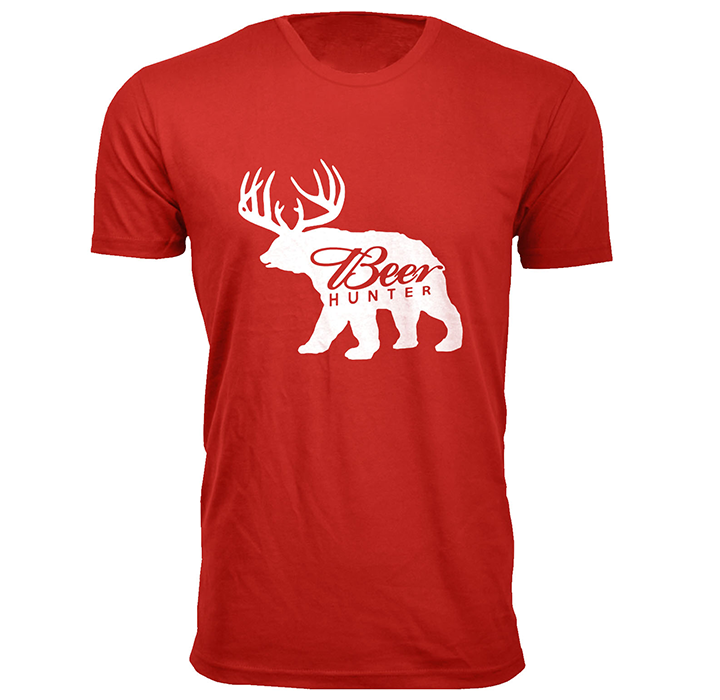 Men’s Beer Hunter Funny T-Shirt - Red / Small