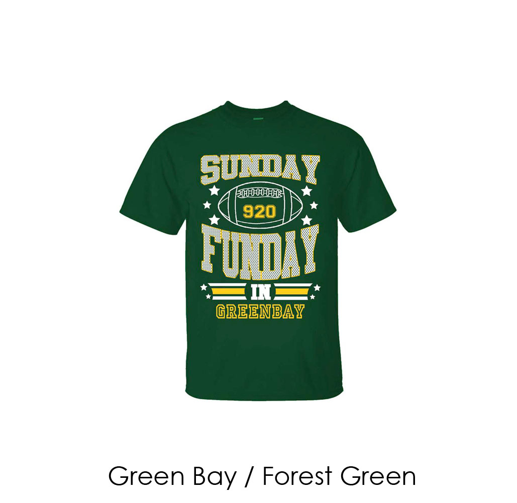 Men's Sunday Funday Football T-Shirt - Green Bay / Forest Green / 2XL