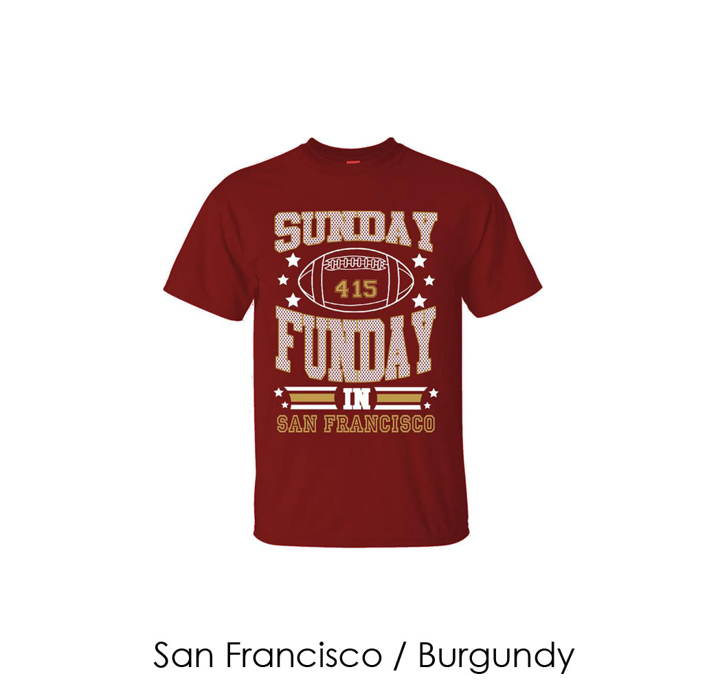 Men's Sunday Funday Football T-Shirt -  San Francisco / Burgundy / 3XL