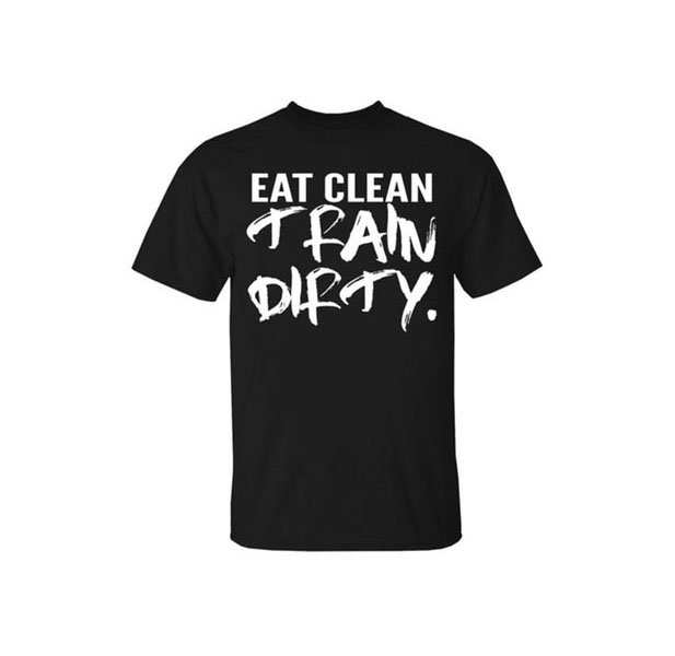 Men's Pre-Shrunk Cotton Gym Themed Workout T-Shirt - Eat Clean Train Dirty / Black / XL