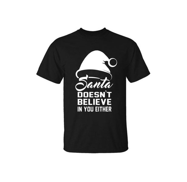 Men's Funny Christmas T-Shirts -  Santa Doesn't /  Black / LG