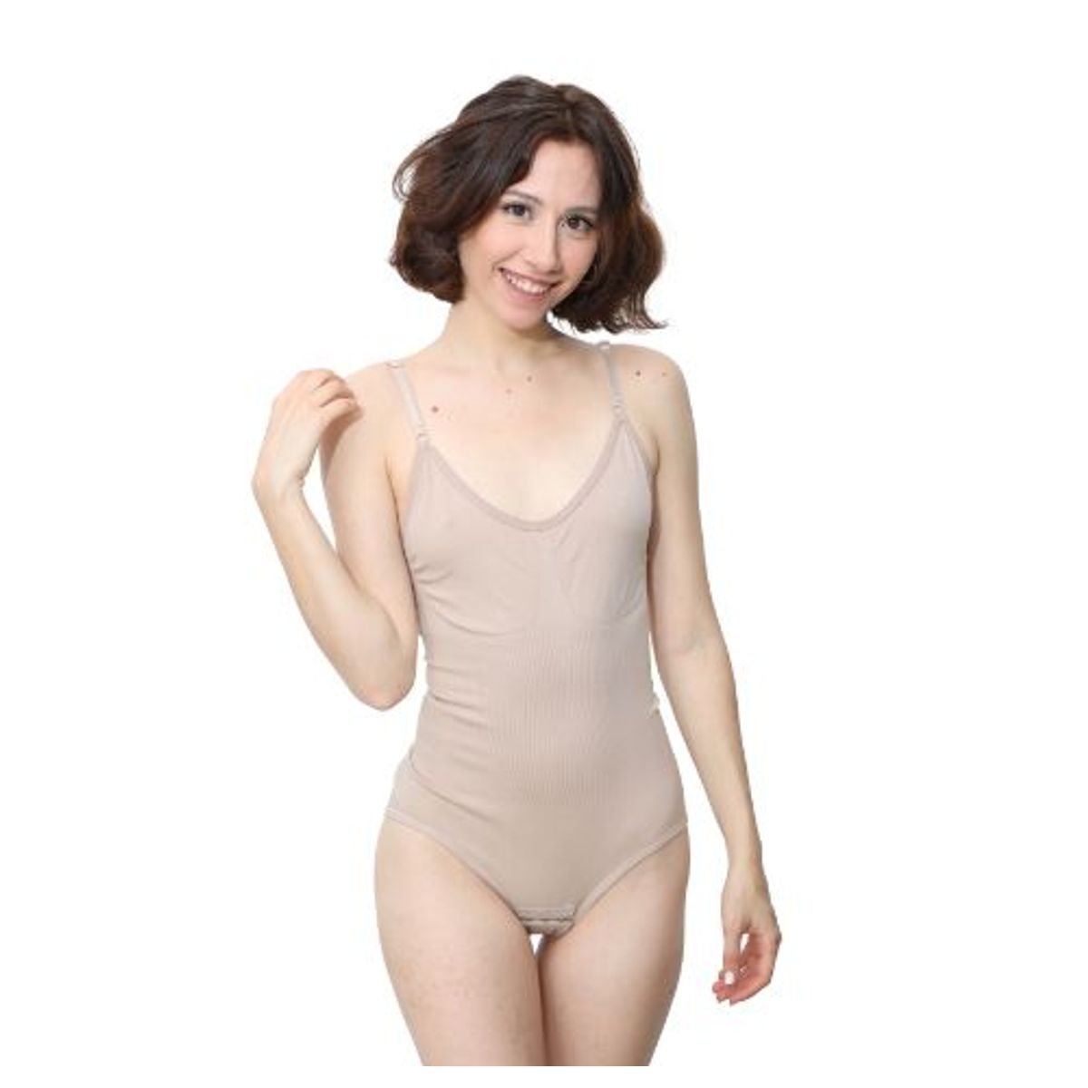 Tummy Control Bodysuit Shapewear - XL / Beige
