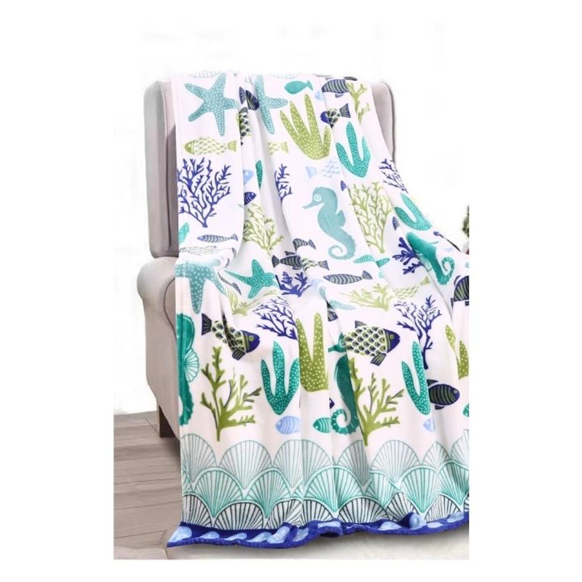 Noble House Summer Prints Microplush Throw Blankets - Oceans Coral