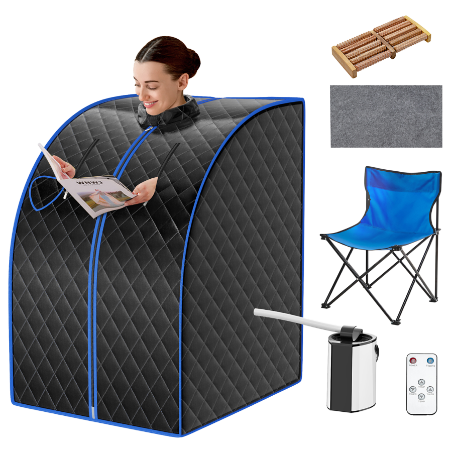 Portable Steam Sauna with Chair and Accessories - Black
