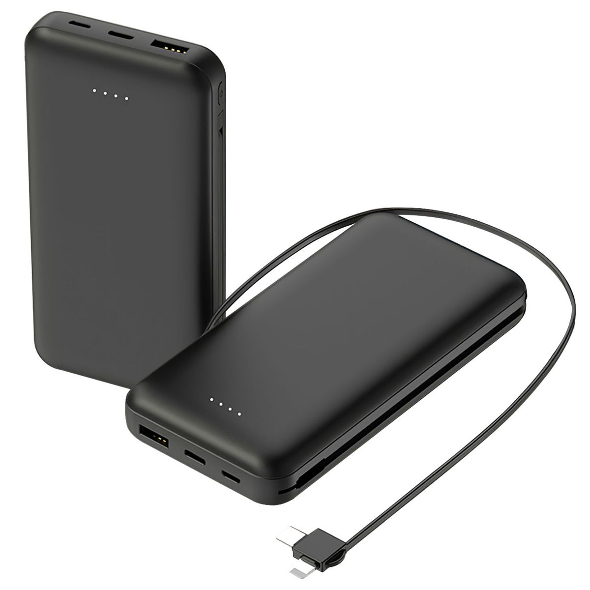 PowerMaster&trade; 10,000mAh Power Bank with Built-in Cable - Black