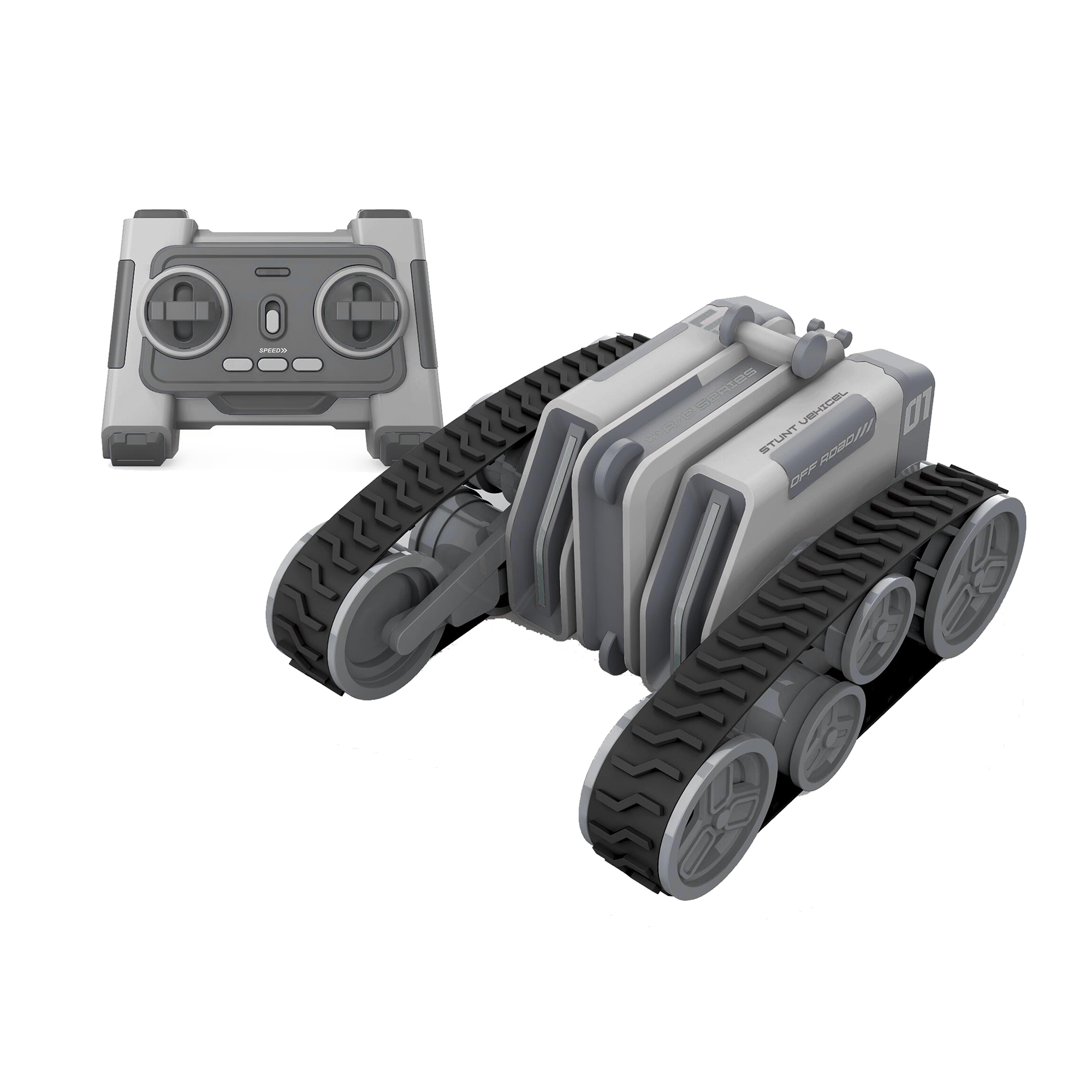 Remote Control Tracked Double-Sided Stunt Car - Black