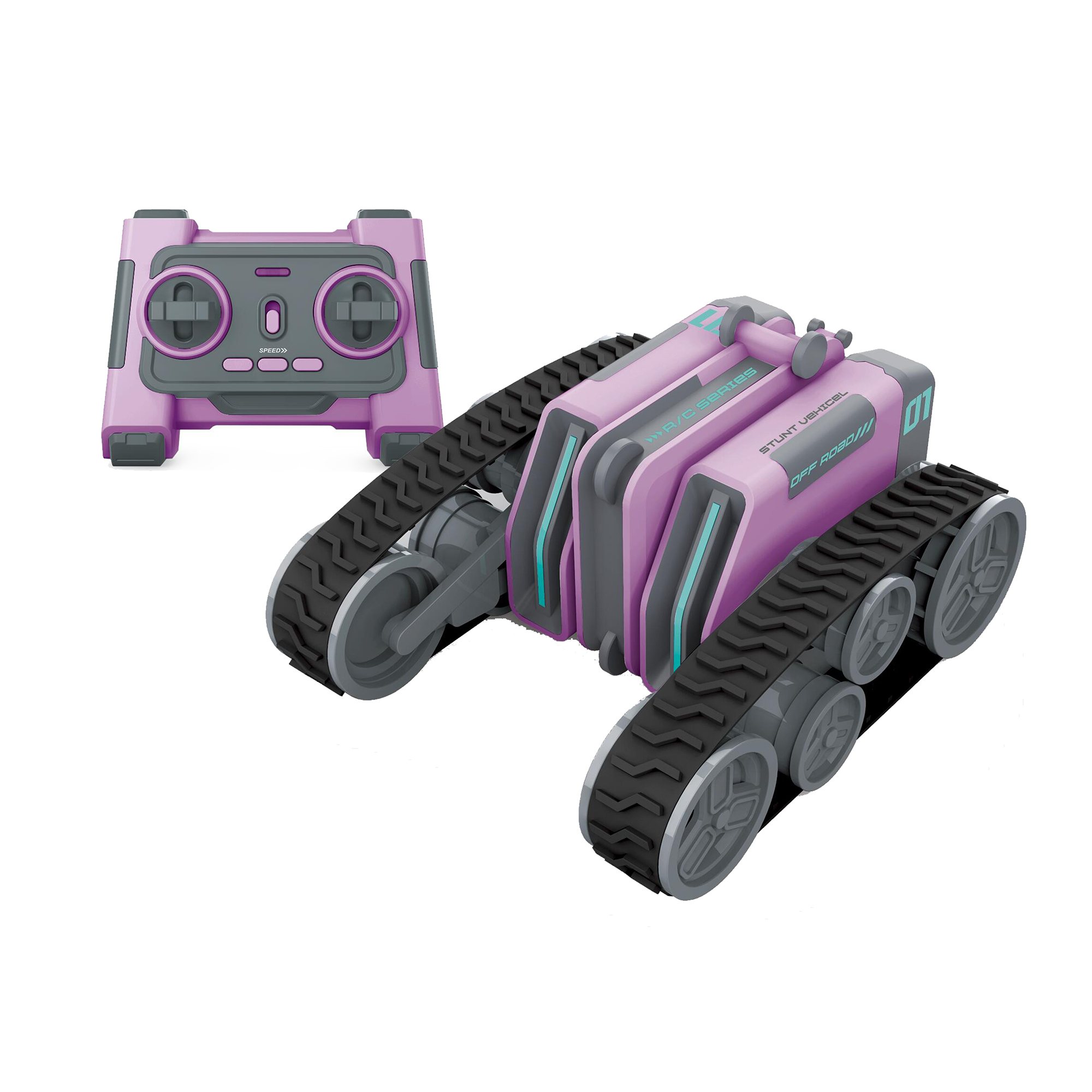Remote Control Tracked Double-Sided Stunt Car - Purple