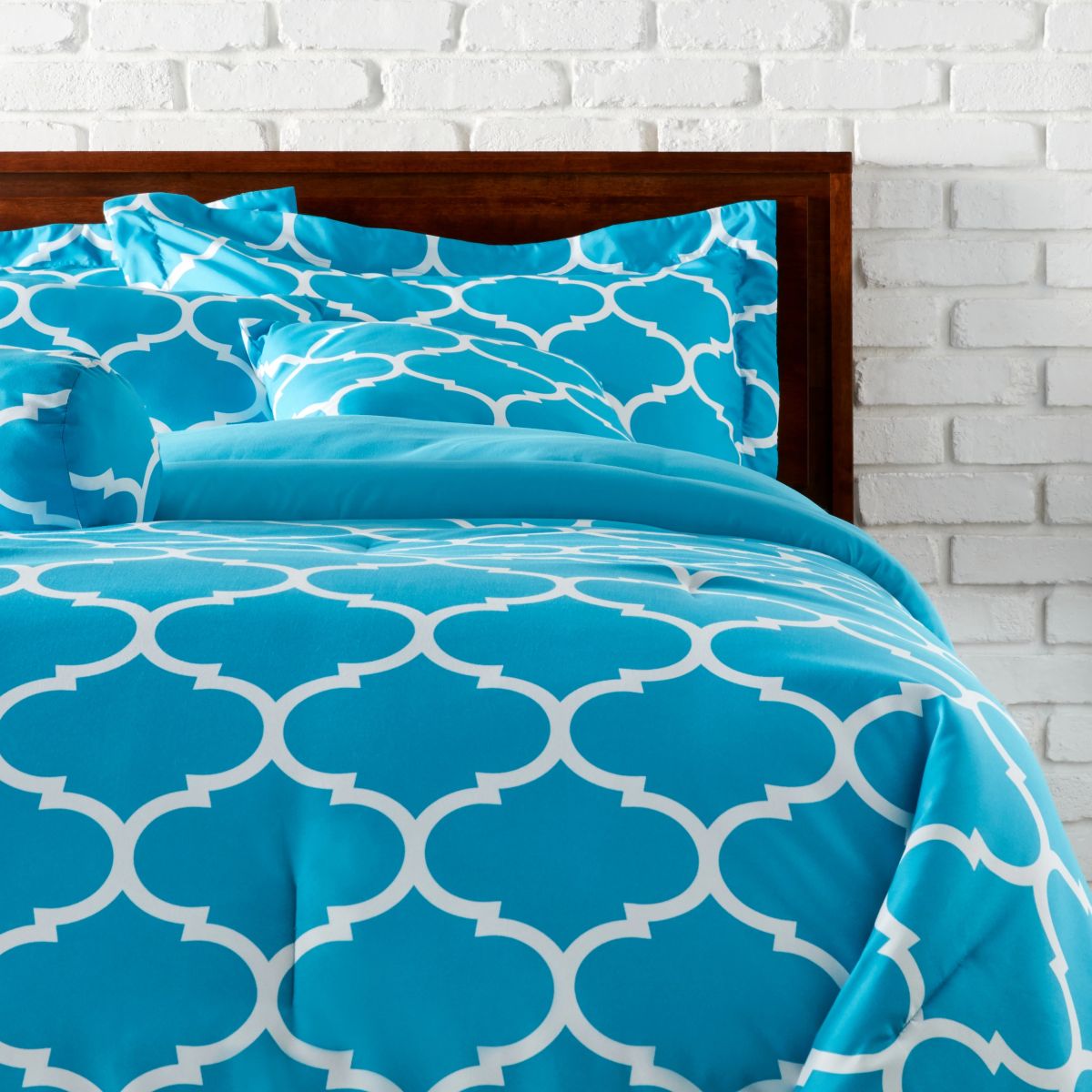3-Piece Duvet Cover Set - Trellis Full/Queen Blue