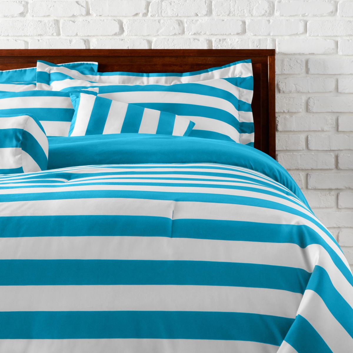 Photos - Duvet Private Label 3-Piece  Cover Set - Horizontal Stripe Full/Queen Blue MW008C