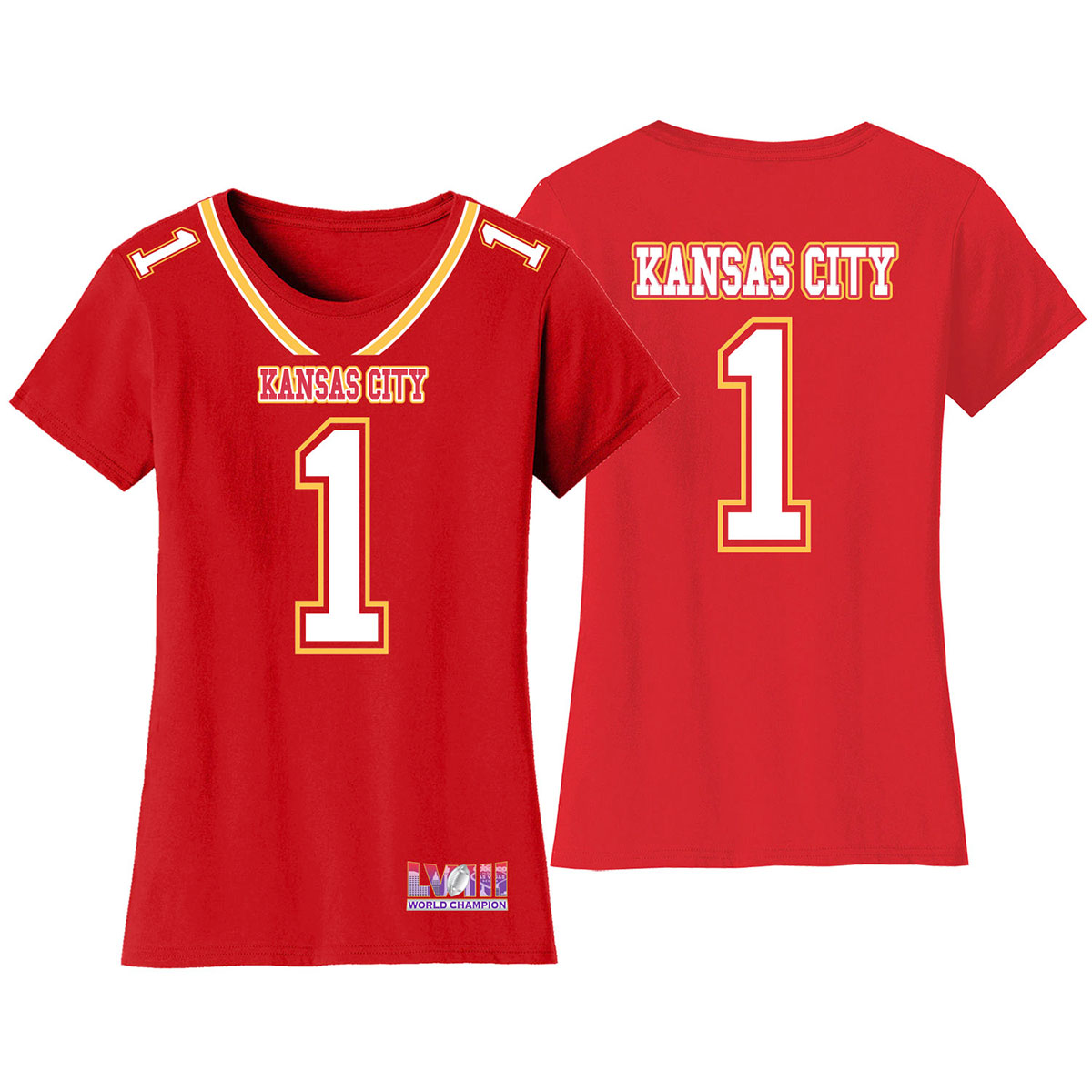 Women's Football Champion Winner Kansas City Shirt or Hoodie - TS - Team Jersey - Red / 2XL