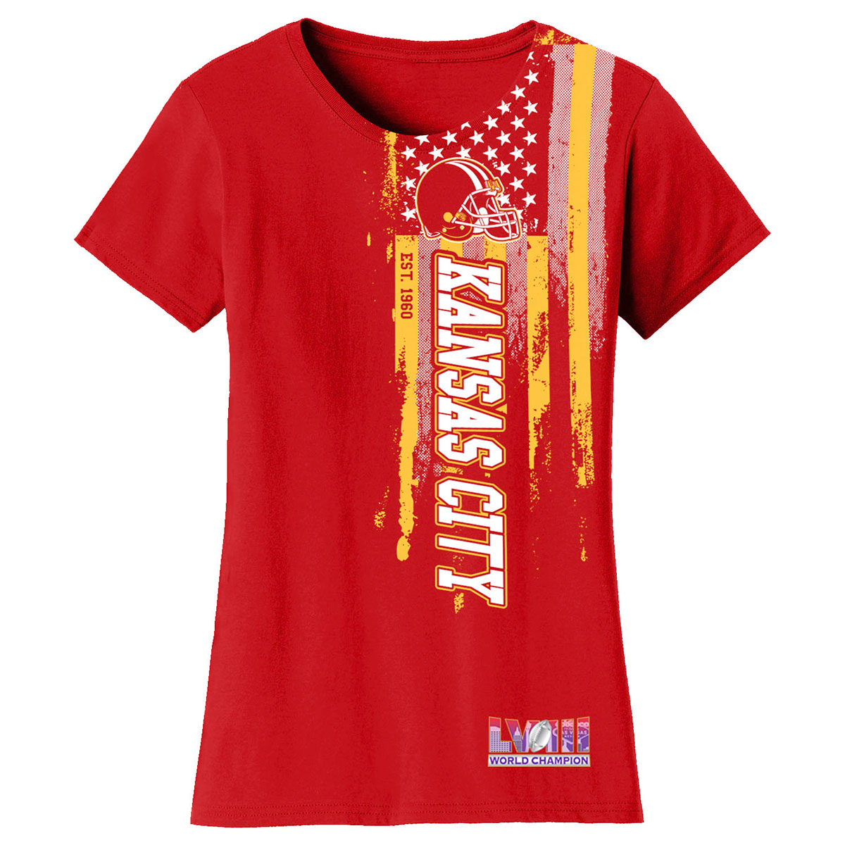 Women's Football Champion Winner Kansas City Shirt or Hoodie - TS - USA Flag - Red / L
