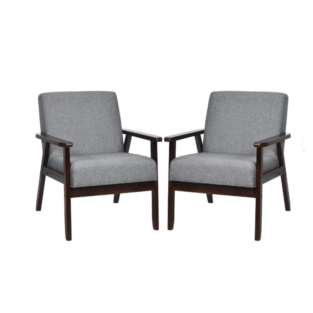 Fabric Accent Armchairs (Set of 2) - Armchair Dark Grey