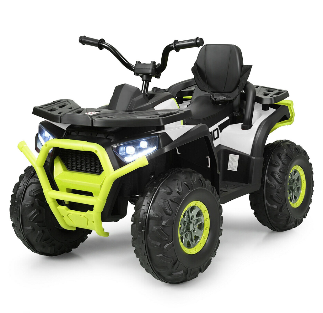 Kids' 12V Electric 2-Speed Ride-On ATV with MP3 Port & LED Lights - Yellow