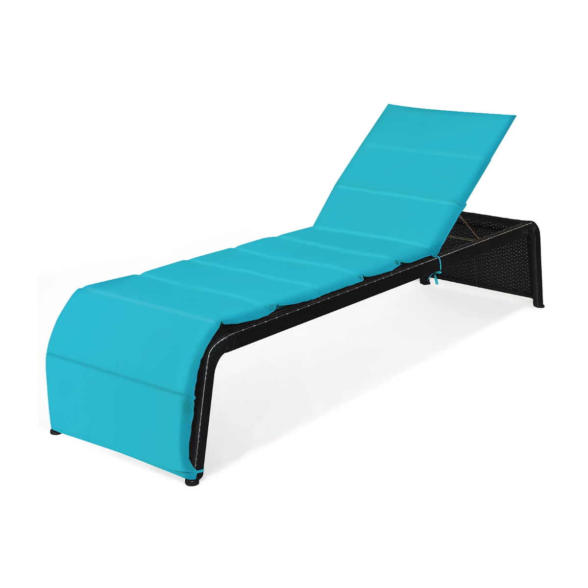 Photos - Garden Furniture Costway Reclining Rattan Patio Lounge Chair - Turquoise HW63212TU 