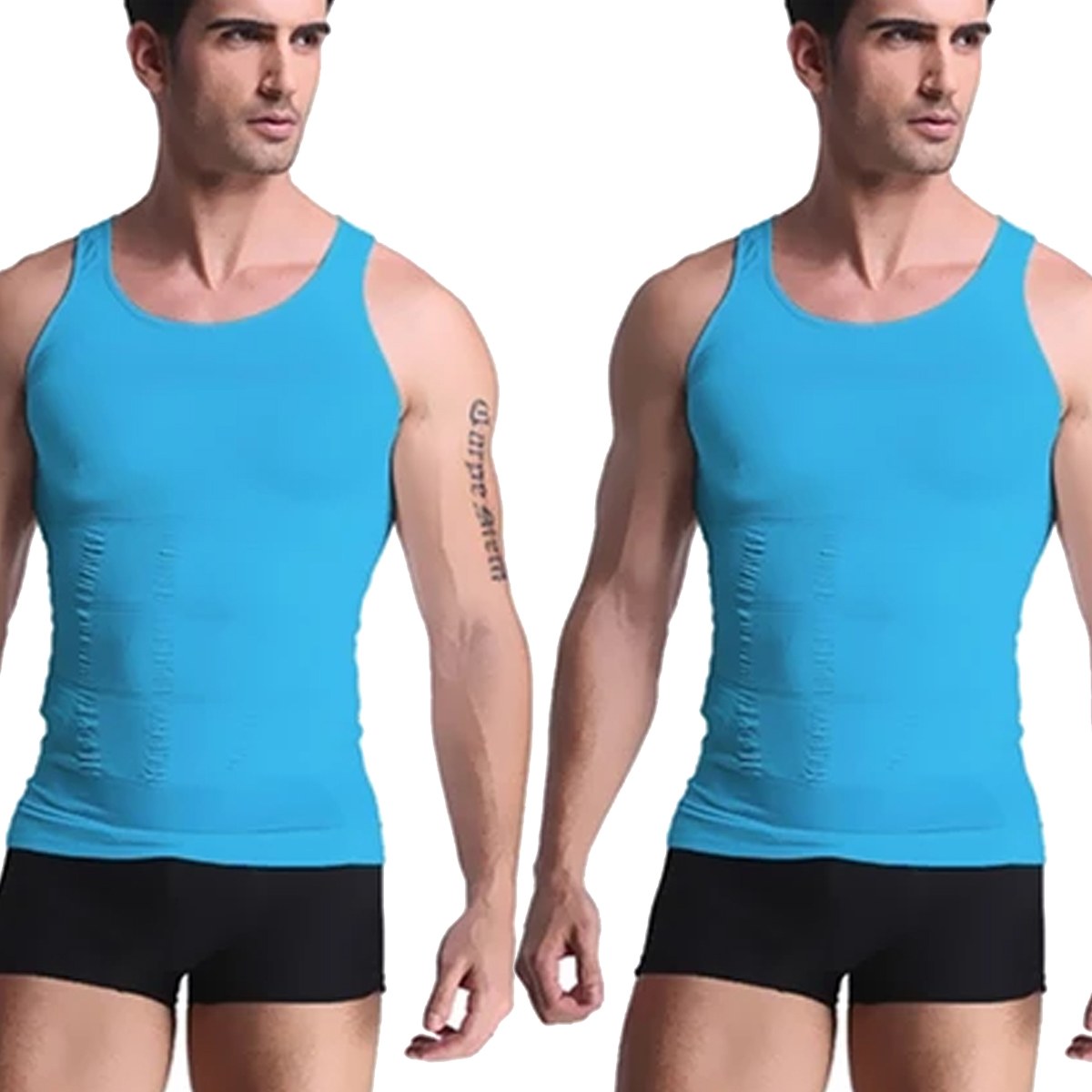 Men's Compression Tank Top (2-Pack) - Light Blue-3XL