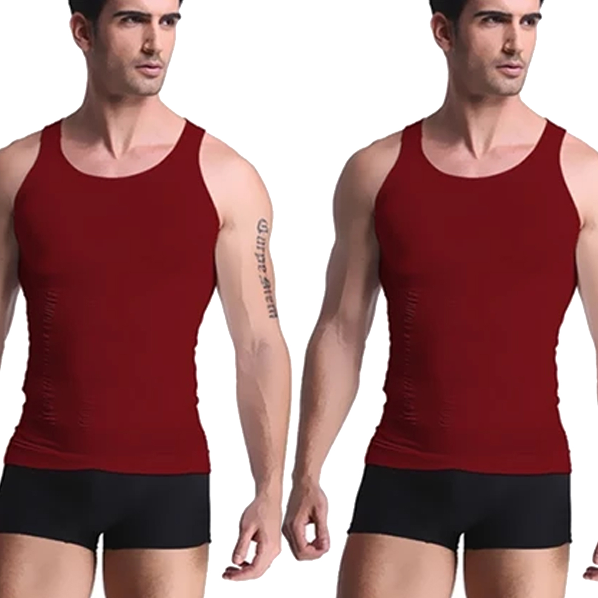 Men's Compression Tank Top (2-Pack) - Red-Small