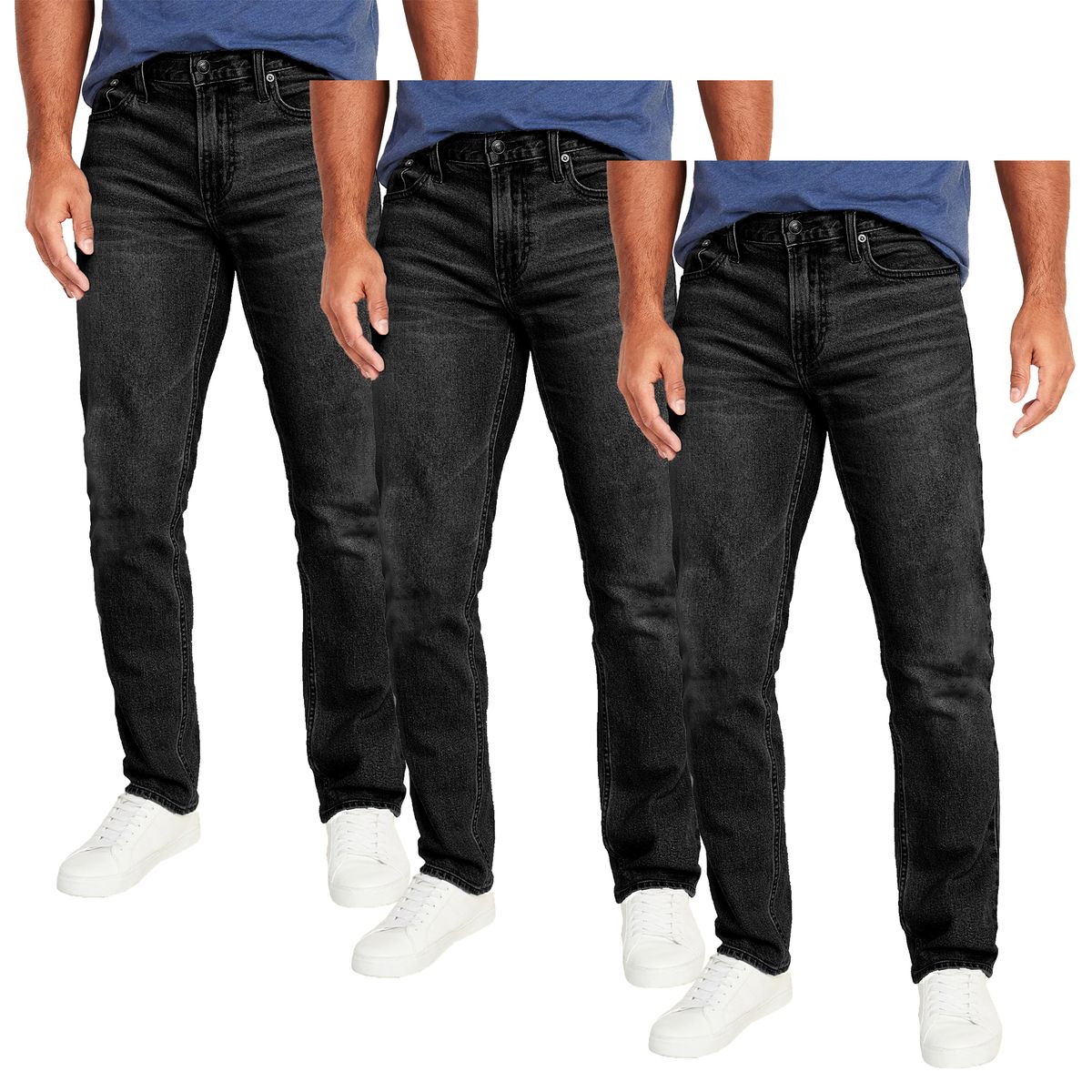 Men's Flex Stretch Slim Straight Jeans with 5 Pockets (3-Pair) - JMBJ-Jeans / BK-BK-BK / 30