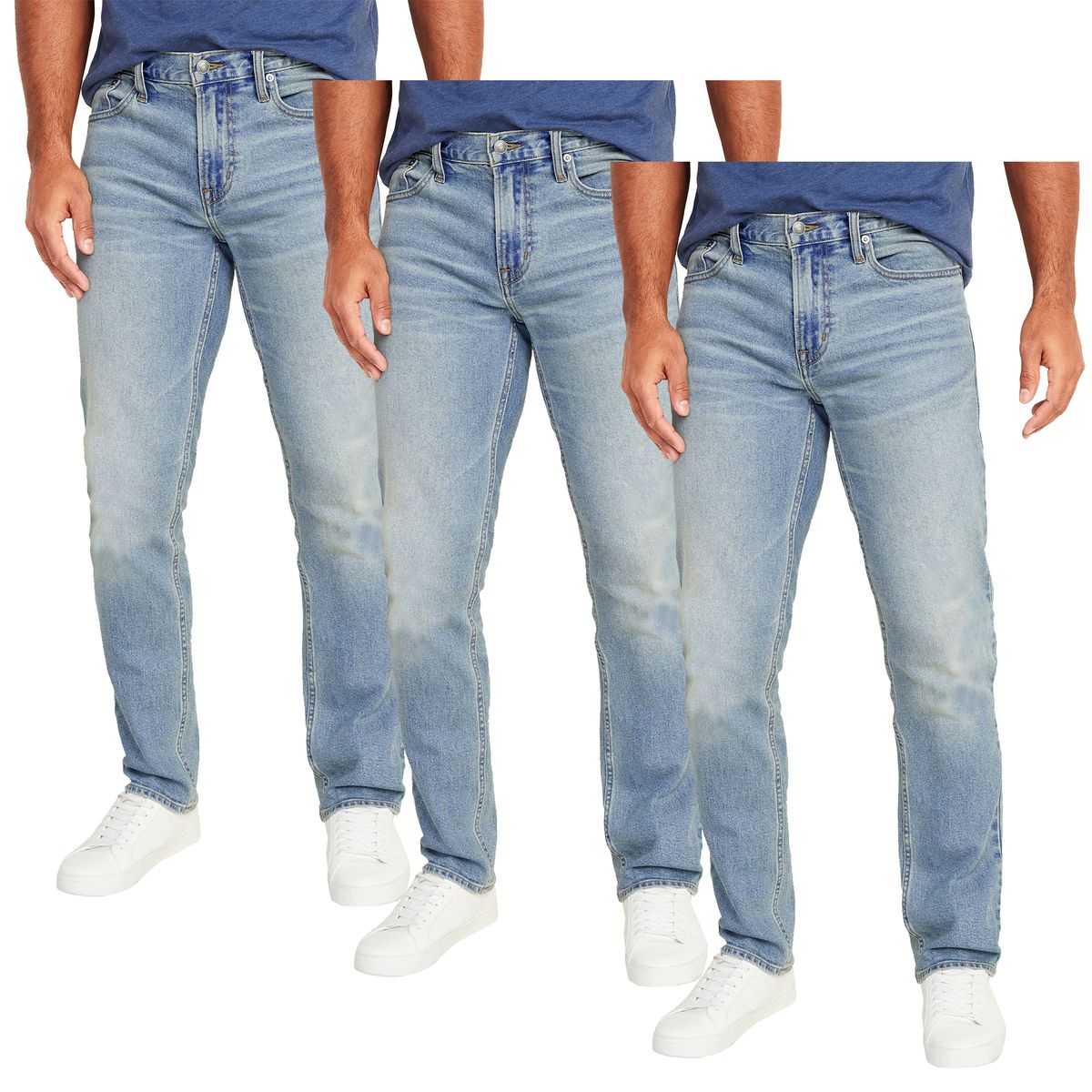Men's Flex Stretch Slim Straight Jeans with 5 Pockets (3-Pair) - JMBJ-Jeans / LB-LB-LB / 38