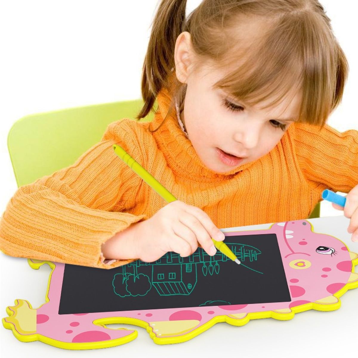 8.5-Inch LCD Dinosaur Writing Tablet with Stylus (2-Pack) - 8.5 Inch Dino Writing Tablet 2 Pink