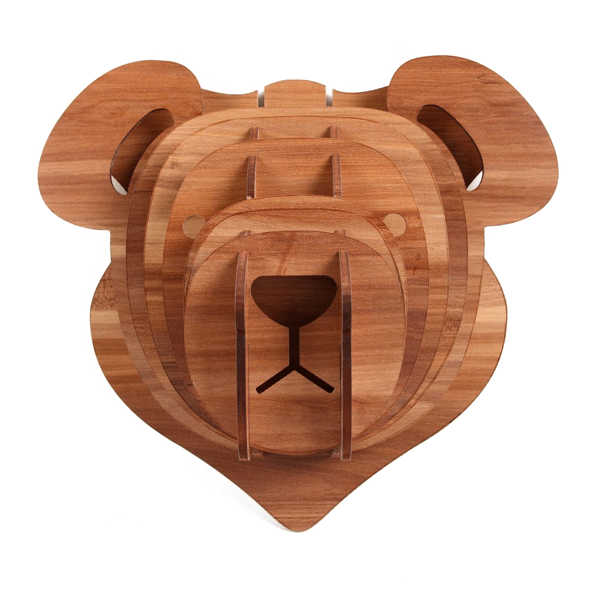 3D Faux Wooden Animal Head Sculpture  Brown bear