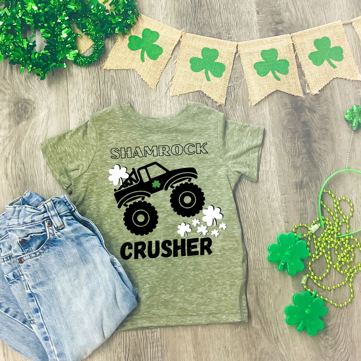 Shamrock Crusher T-Shirt  for Kids - Heather green / 2T