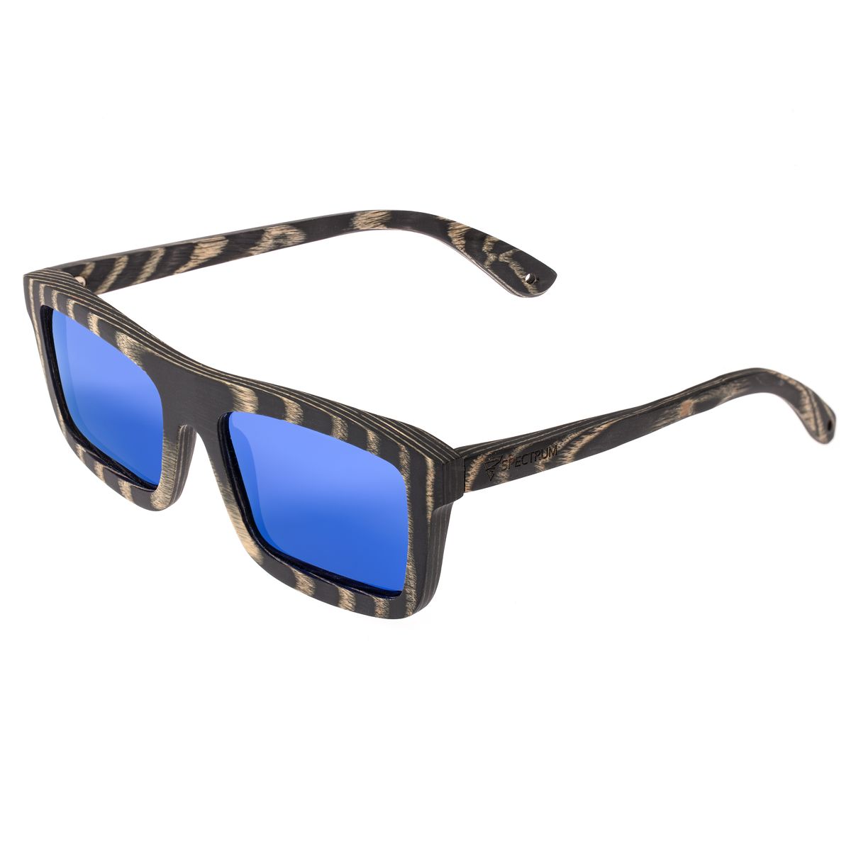 Photos - Sunglasses Spectrum Polarized Wooden  - Ward - Black Stripe/Blue S 