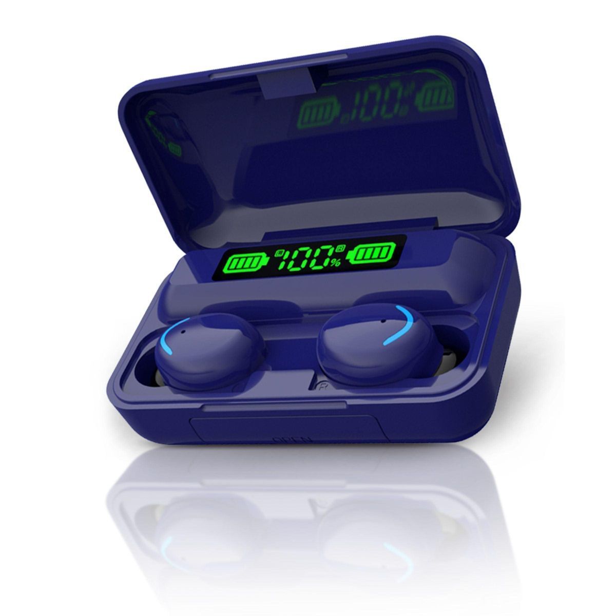 Flux 7 TWS Earbuds with Wireless Power Bank Charging Case (1 or 2-Pack) - Dark Blue