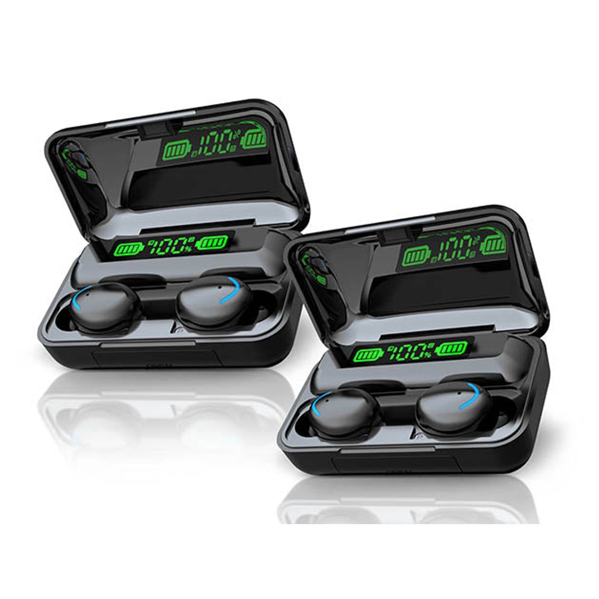 Flux 7 TWS Earbuds with Wireless Power Bank Charging Case (1 or 2-Pack) - Black - 2 Pack-image-SKU9608875
