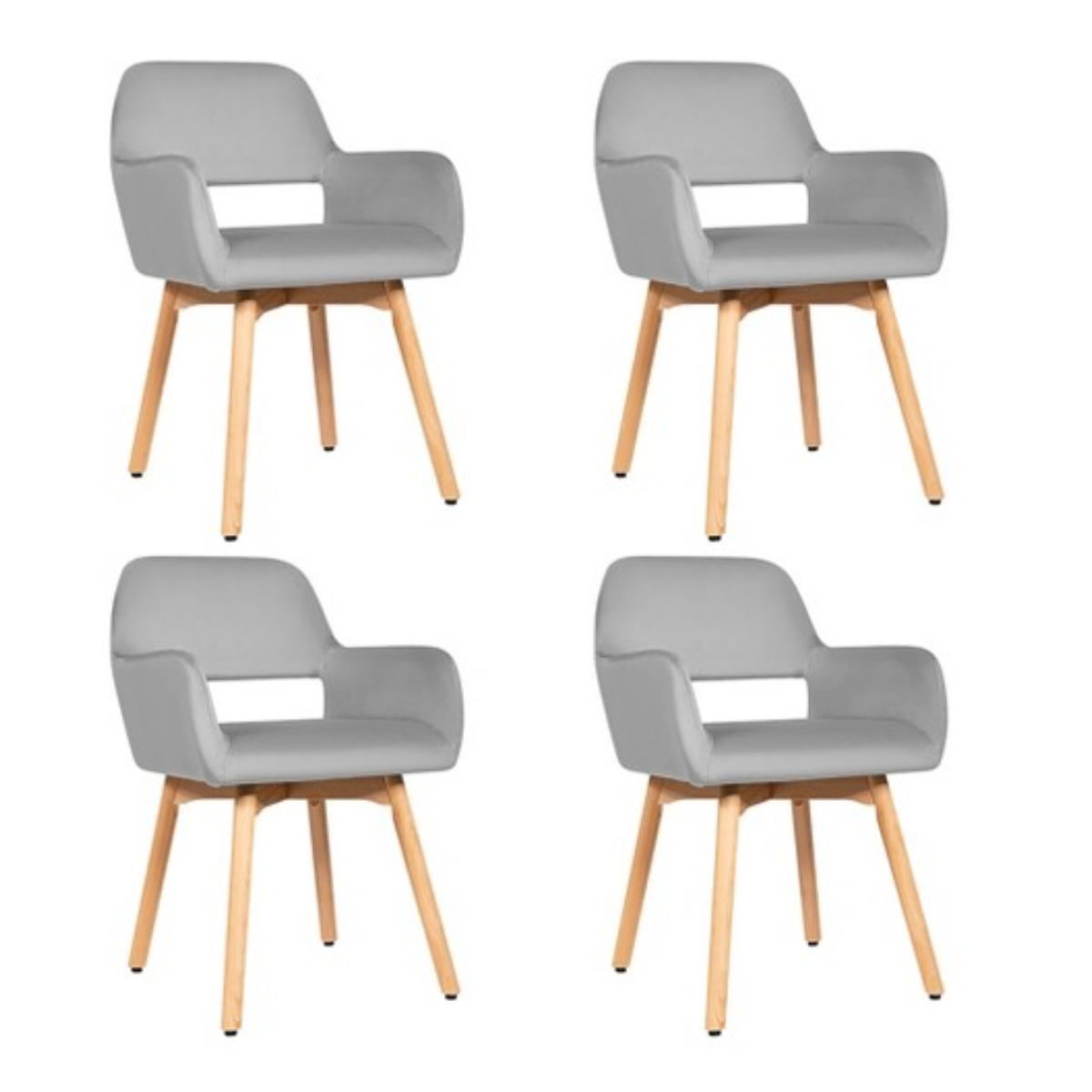 Costway Modern Velvet Armchairs (Set of 4) - Grey