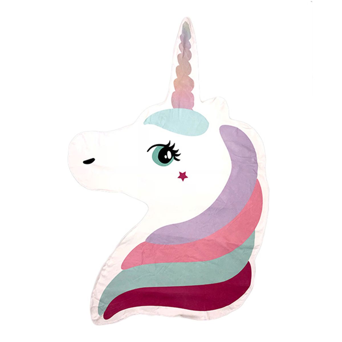 61-Inch Round Vibrant Beach Towel with Fringe (2-Pack) - Unicorn Cut Out Towel