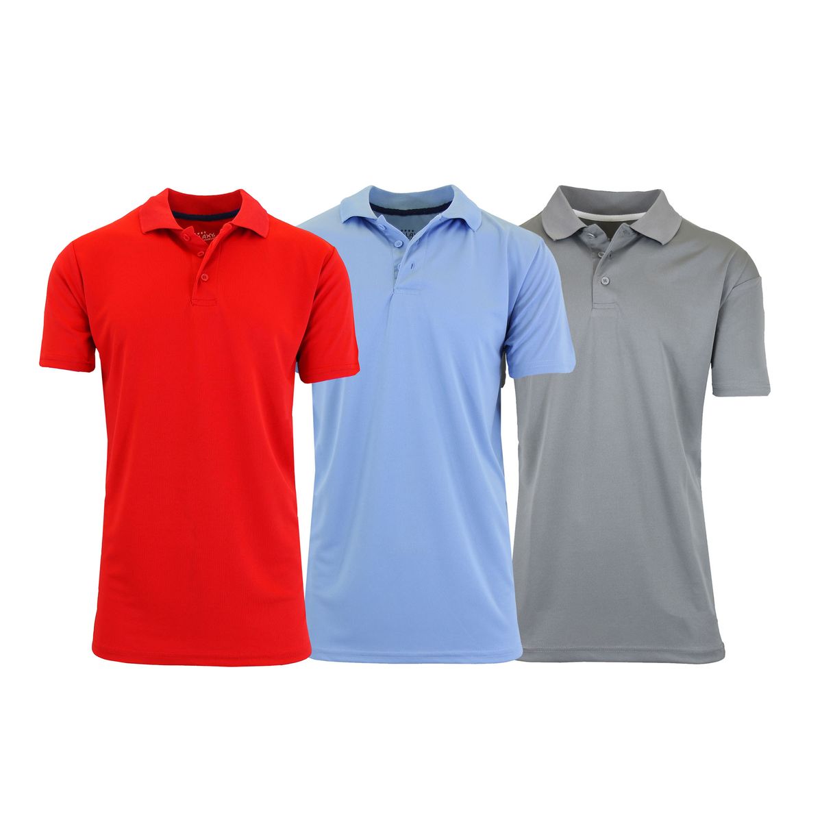 Men's Performance Quick-Dry Polo Shirt (3- or 5-Pack) - MPK-610-GY-RD-LB-L